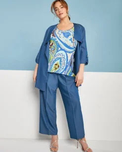 Pantalone capri in chambray di misto viscosa con bustino elastico DENI