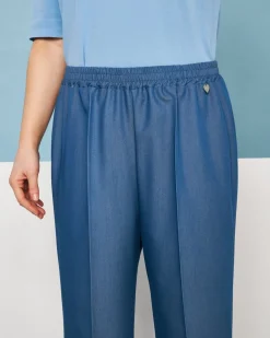 Pantalone capri in chambray di misto viscosa con bustino elastico DENI