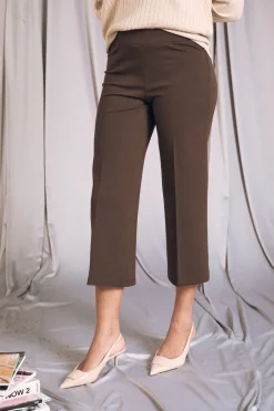 Pantalone comfy cropped con vita elastica MORO