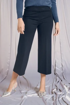 Pantalone comfy cropped con vita elastica BLU