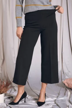 Pantalone comfy cropped con vita elastica NERO