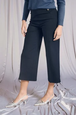 Pantalone comfy cropped con vita elastica BLU