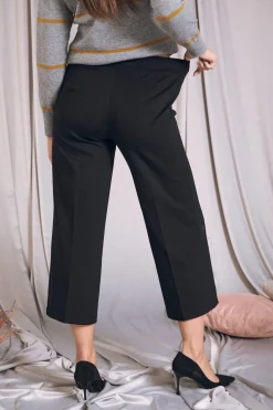 Pantalone comfy cropped con vita elastica NERO