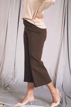 Pantalone comfy cropped con vita elastica MORO