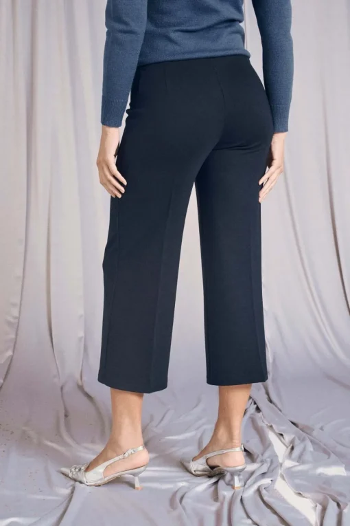 Pantalone comfy cropped con vita elastica BLU