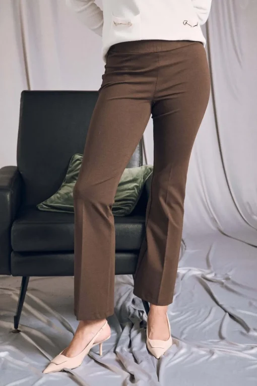 Pantalone comfy flare con vita elastica MORO