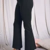 Pantalone comfy flare con vita elastica NERO