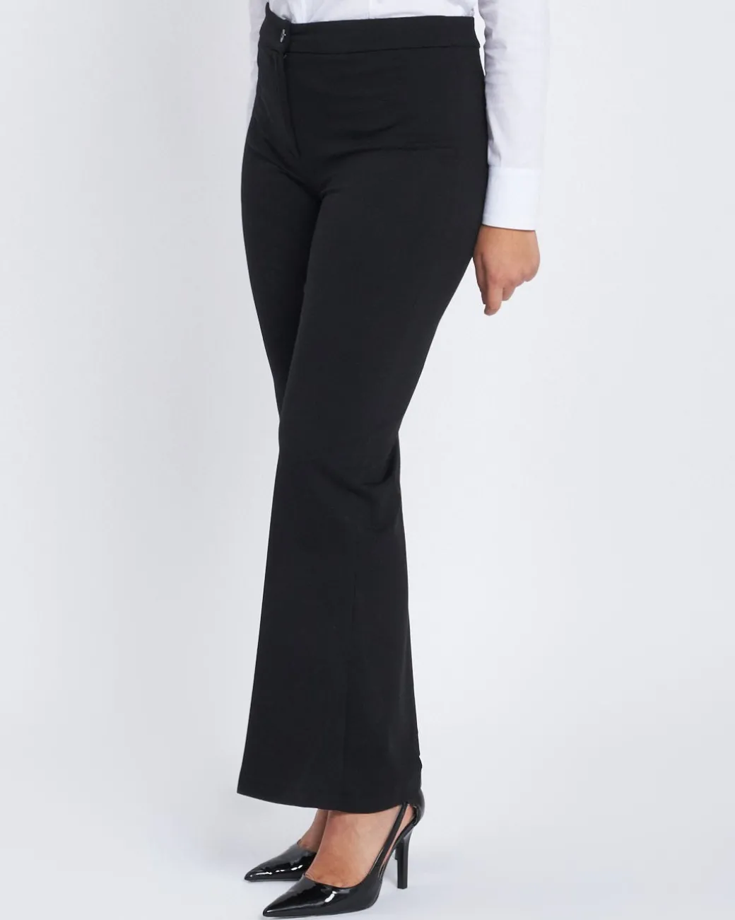 Pantalone flare in punto milano di viscosa NERO