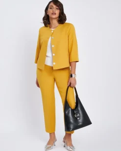 Pantalone in bistretch slim fit SENAPE