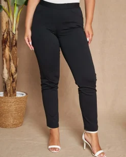 Pantalone skinny in twill di misto cotone elasticizzato tinta unita co