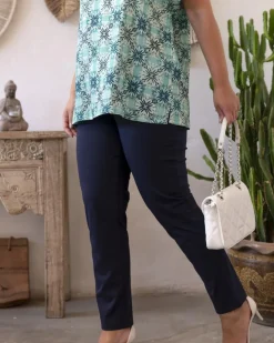 Pantalone skinny in twill di misto cotone elasticizzato tinta unita co