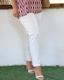 Pantalone skinny in twill di misto cotone elasticizzato tinta unita co