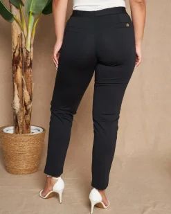 Pantalone skinny in twill di misto cotone elasticizzato tinta unita co