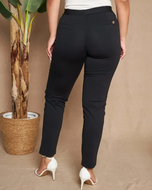 Pantalone skinny in twill di misto cotone elasticizzato tinta unita co