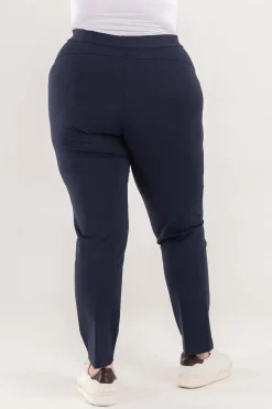 Pantalone skinny in twill di misto cotone elasticizzato tinta unita co