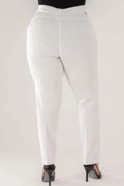 Pantalone skinny in twill di misto cotone elasticizzato tinta unita co