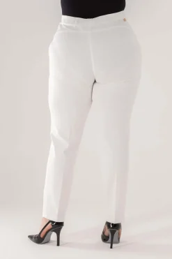 Pantalone skinny in twill di misto cotone elasticizzato tinta unita co