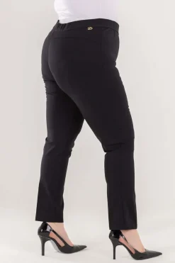 Pantalone skinny in twill di misto cotone elasticizzato tinta unita co