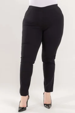 Pantalone skinny in twill di misto cotone elasticizzato tinta unita co