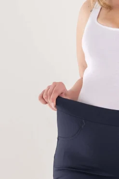 Pantalone skinny in twill di misto cotone elasticizzato tinta unita co