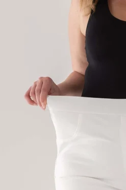 Pantalone skinny in twill di misto cotone elasticizzato tinta unita co