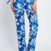 Pantalone straigh fit in cady a fantasia BLU CHINA