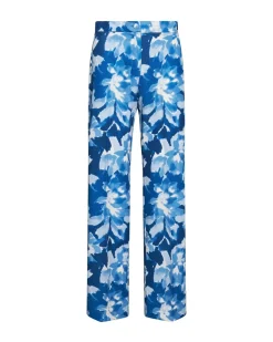 Pantalone straigh fit in cady a fantasia BLU CHINA