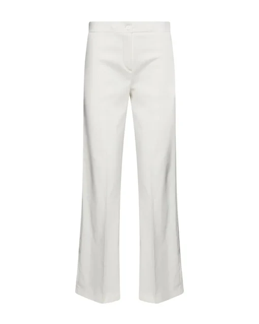 Pantalone wide leg in chambray BIANCO