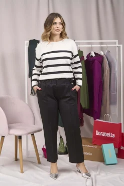 Pantaloni con vita elastica e nervures NERO