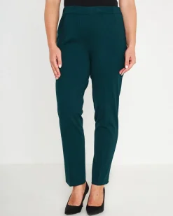 Pantaloni slim fit con vita elastica e dettaglio frontale di piega di