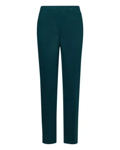 Pantaloni slim fit con vita elastica e dettaglio frontale di piega di