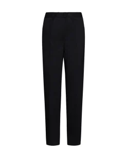 Pantaloni slim fit con vita elastica e dettaglio frontale di piega di