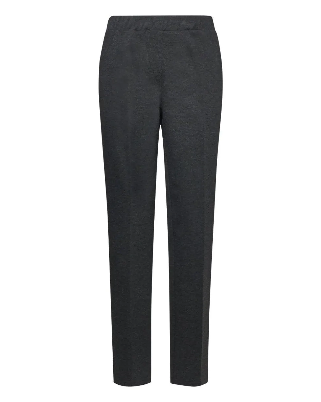 Pantaloni slim fit con vita elastica e dettaglio frontale di piega di