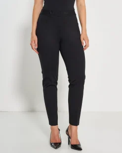 Pantaloni slim fit con vita elastica e dettaglio frontale di piega di