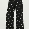Pantaloni wide leg stampati con piping frontale NERO