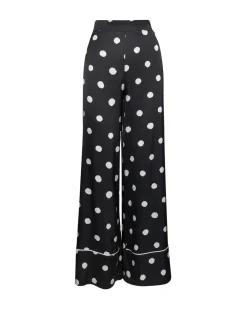 Pantaloni wide leg stampati con piping frontale NERO