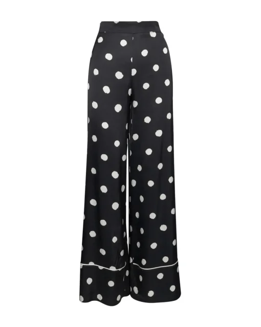 Pantaloni wide leg stampati con piping frontale NERO