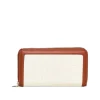 Portafoglio in rafia motivo zig-zag con profili in similpelle BEIGE