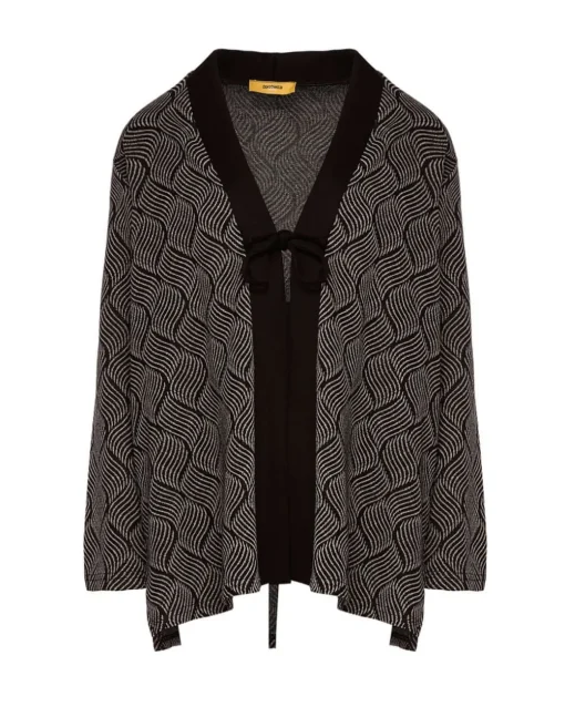 Spolverino in jacquard lurex con lacci NERO-ARGENTO