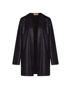 Spolverino midi in suede senza bottoni NERO