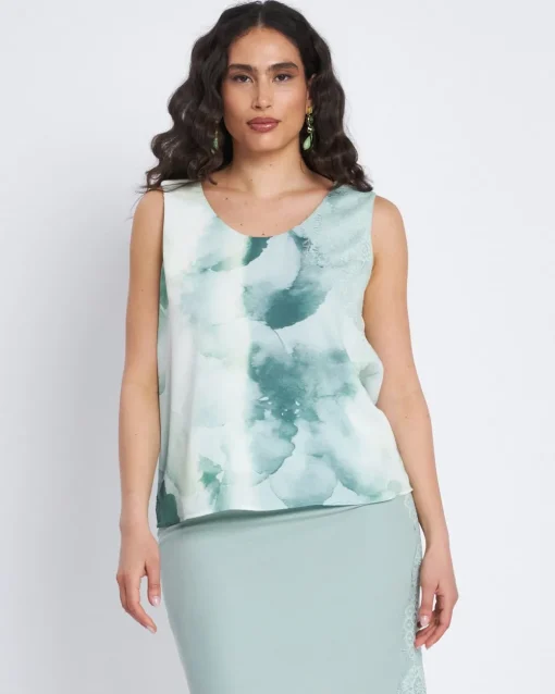 Top a fantasia con scollo a V e pizzo ALOE