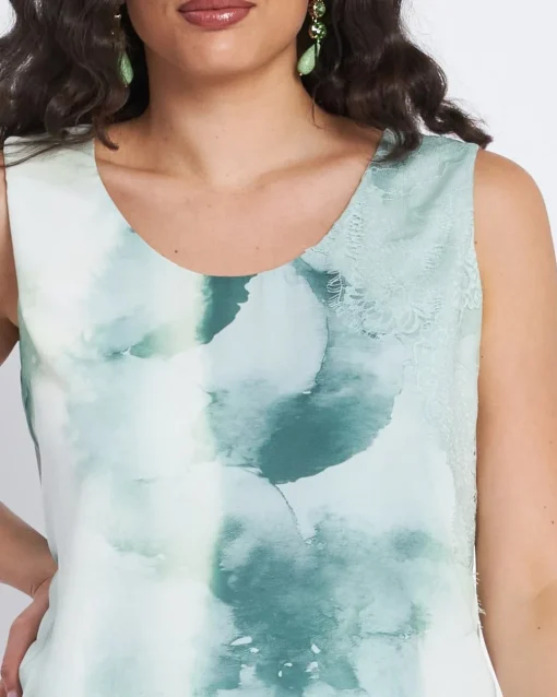 Top a fantasia con scollo a V e pizzo ALOE