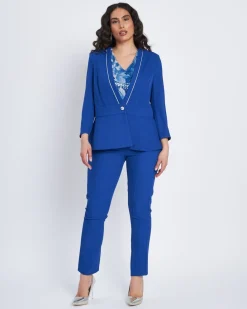Top con inserto a fantasia e paillettes BLU CHINA