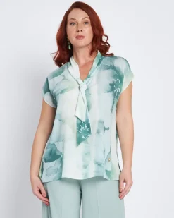 Top con scollo a V e cravattino ALOE