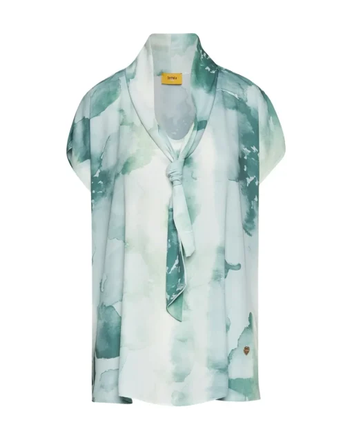 Top con scollo a V e cravattino ALOE