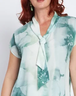 Top con scollo a V e cravattino ALOE