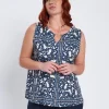 Top con stampa all over e accessorio morsetto BLU
