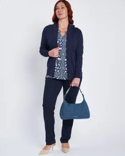 Top con stampa all over e accessorio morsetto BLU
