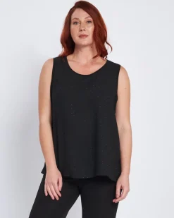 Top in geoprgette con strass frontali NERO
