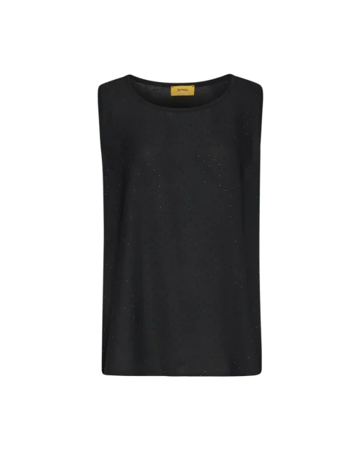 Top in geoprgette con strass frontali NERO